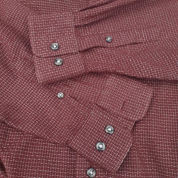 Cotton Reel SZ M Cotton Men's Button Down Burgundy Shirt - Picture 4 of 11